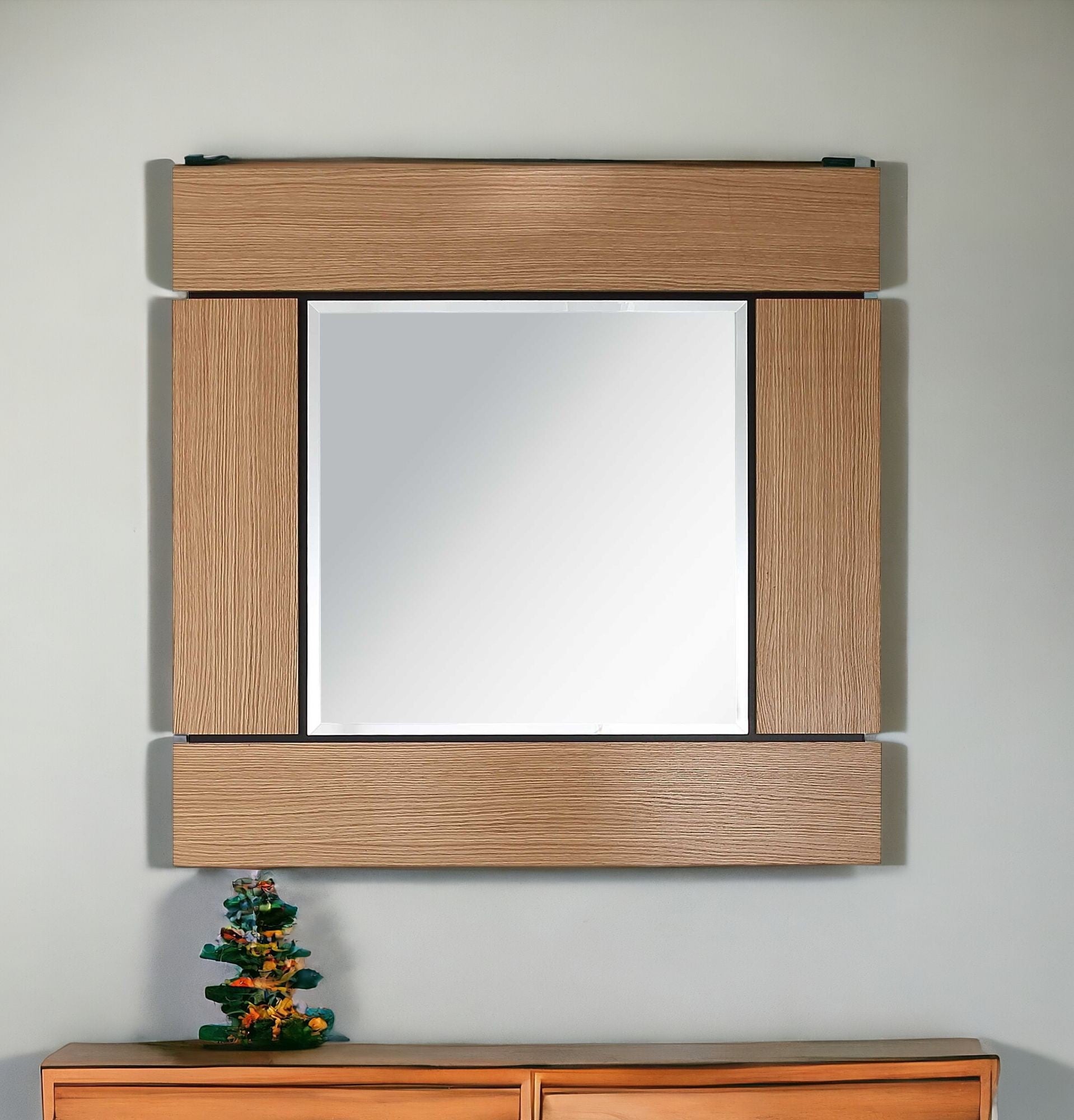 35" Brown Square Accent Wood Mirror - Montana Home & Kitchen Co.