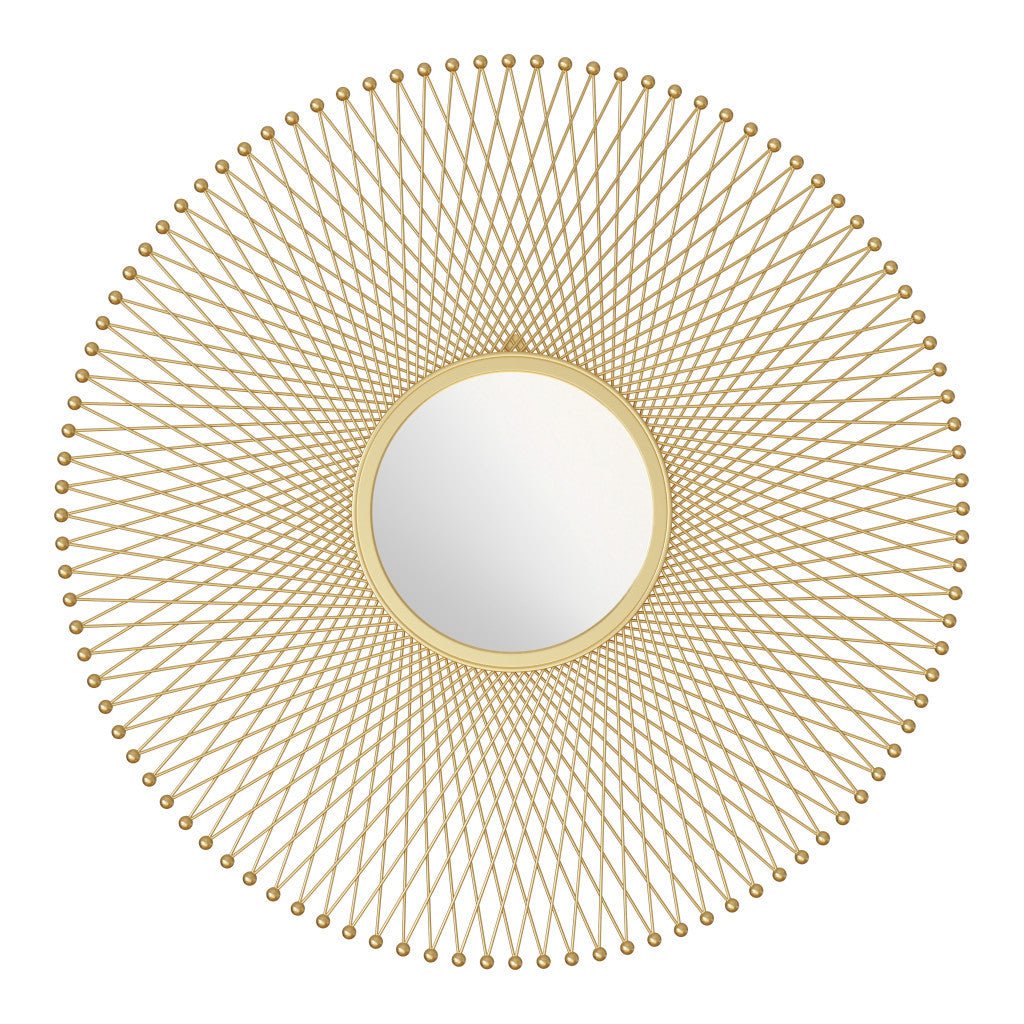 35" Gold Round Accent Mirror - Montana Home & Kitchen Co.