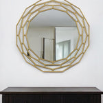 35" Gold Round Framed Accent Mirror - Montana Home & Kitchen Co.