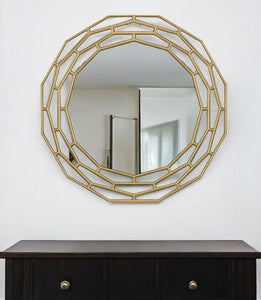 35" Gold Round Framed Accent Mirror - Montana Home & Kitchen Co.