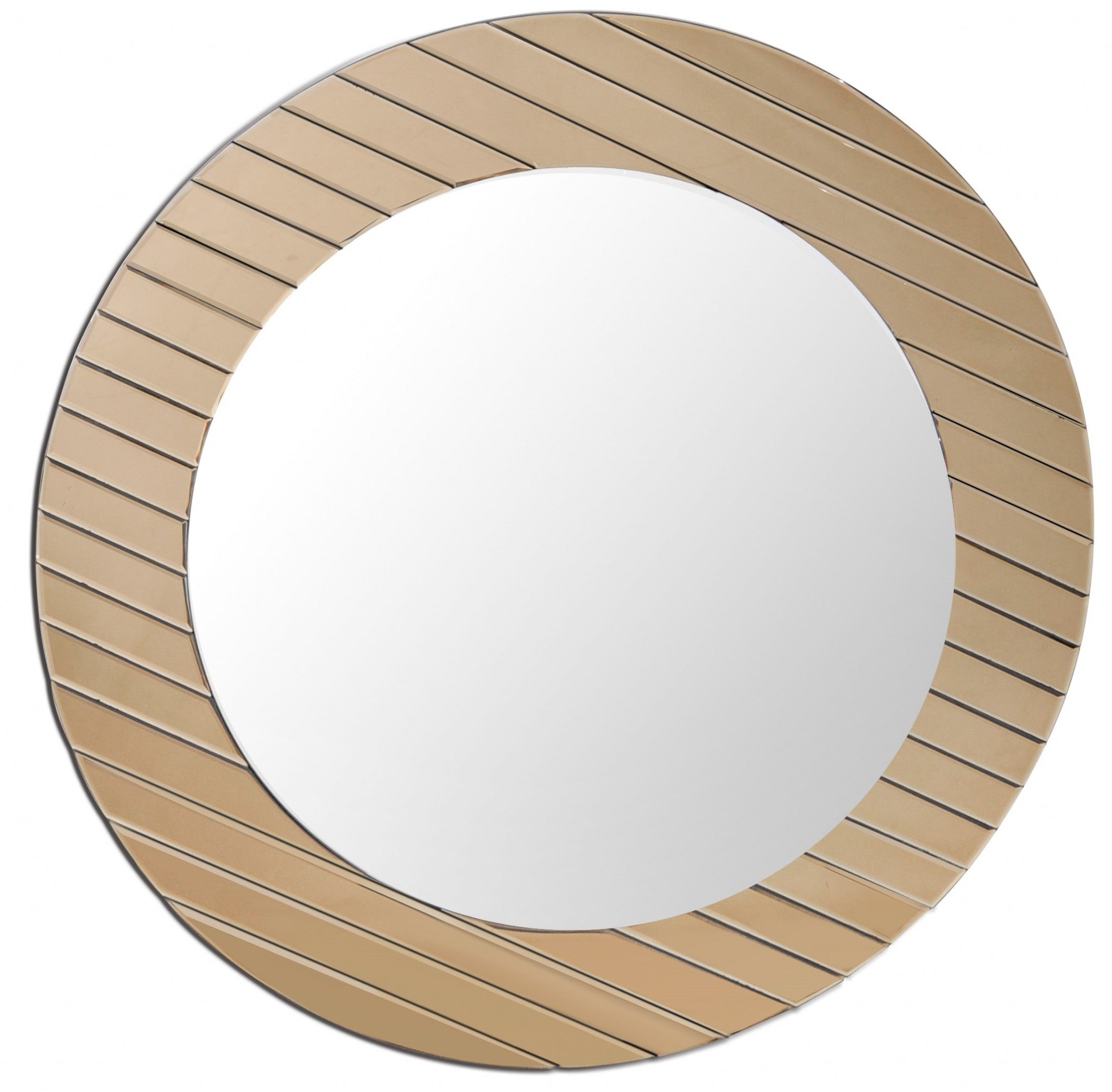 35" Gold Round Glass Framed Accent Mirror - Montana Home & Kitchen Co.