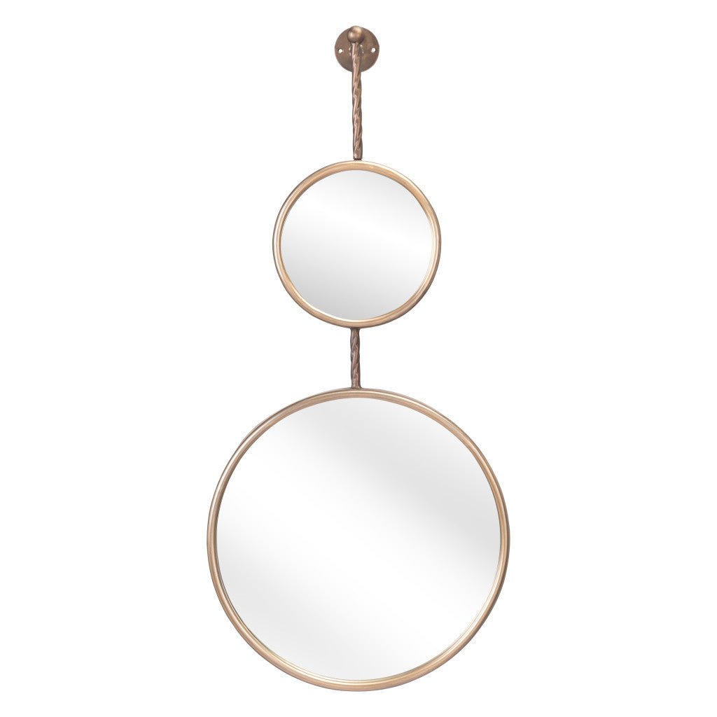 35" Gold Round Steel Framed Accent Mirror - Montana Home & Kitchen Co.