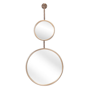 35" Gold Round Steel Framed Accent Mirror - Montana Home & Kitchen Co.