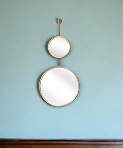 35" Gold Round Steel Framed Accent Mirror - Montana Home & Kitchen Co.