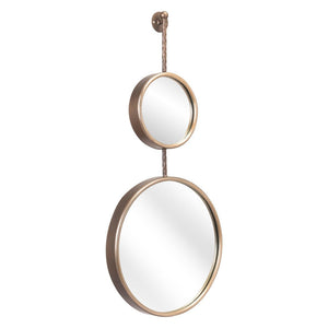 35" Gold Round Steel Framed Accent Mirror - Montana Home & Kitchen Co.