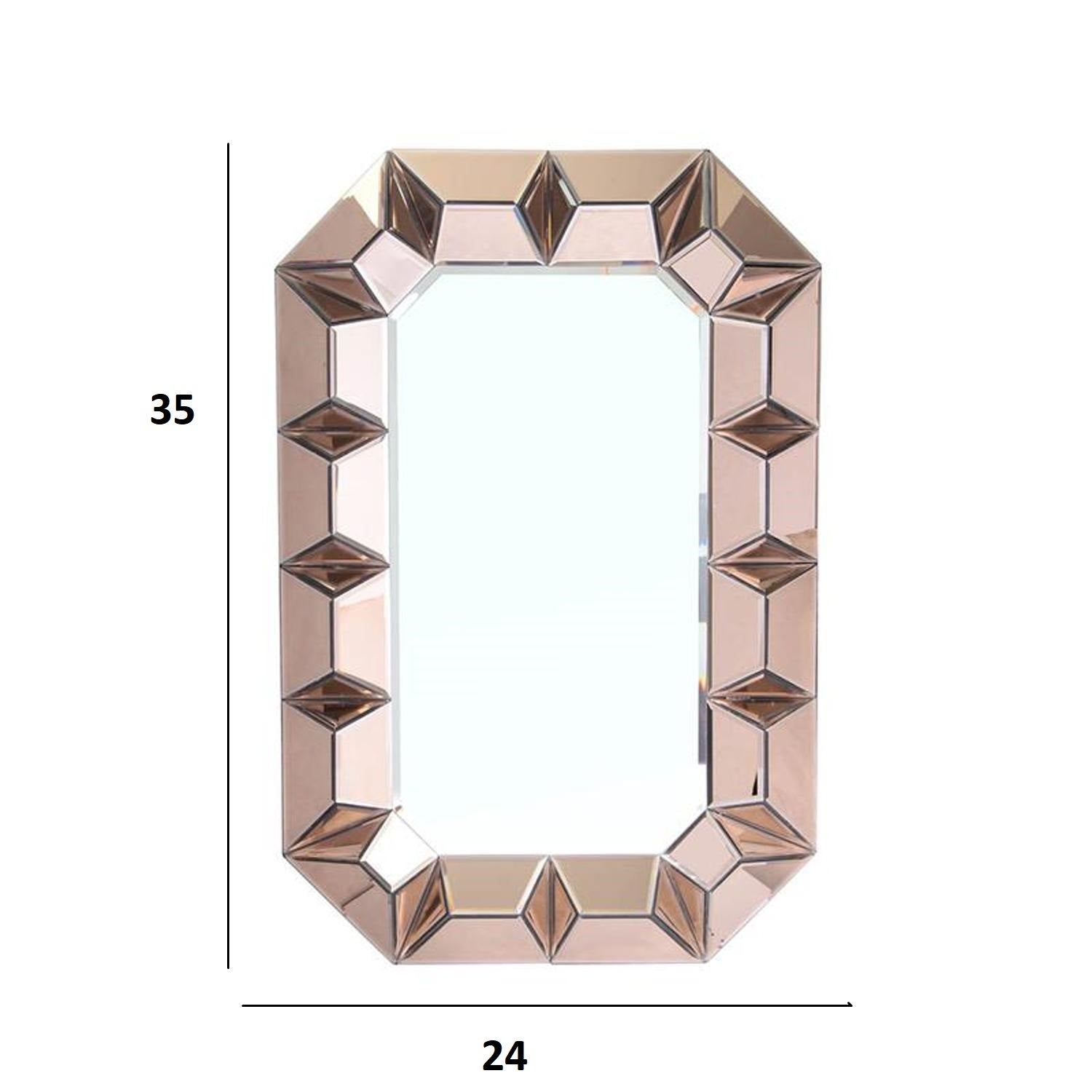 35" Rose Gold Glass Framed Accent Mirror - Montana Home & Kitchen Co.