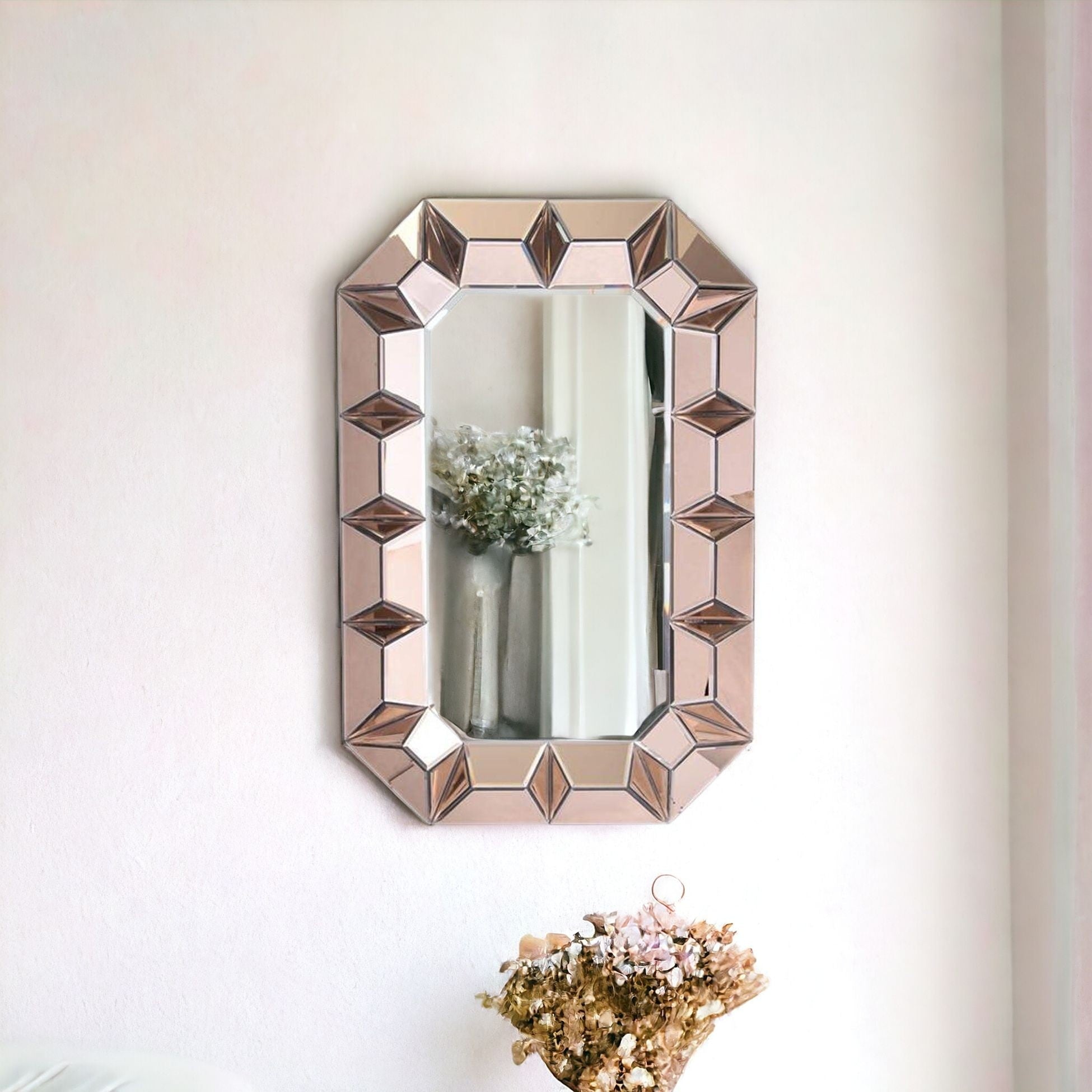 35" Rose Gold Glass Framed Accent Mirror - Montana Home & Kitchen Co.