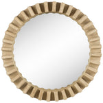 35" Round Natural Brown Wood Frame Wall Mirror - Montana Home & Kitchen Co.