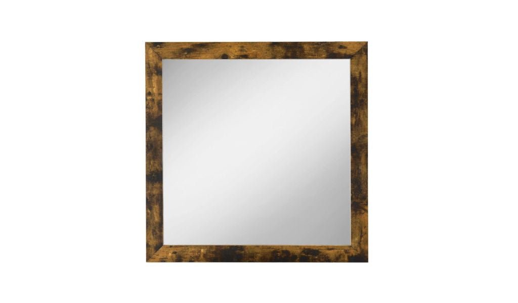 35" Rustic Oak Rectangle Dresser Mirror Mounts To Dresser With Frame - Montana Home & Kitchen Co.