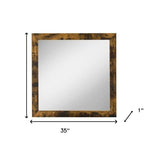 35" Rustic Oak Rectangle Dresser Mirror Mounts To Dresser With Frame - Montana Home & Kitchen Co.