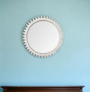 35" White Abstract Framed Accent Mirror - Montana Home & Kitchen Co.