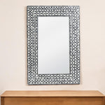 36" Black and White Manufactured Wood and Shell Framed Accent Mirror - Montana Home & Kitchen Co.