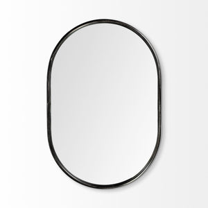 36" Black Oval Metal Framed Accent Mirror - Montana Home & Kitchen Co.