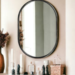 36" Black Oval Metal Framed Accent Mirror - Montana Home & Kitchen Co.