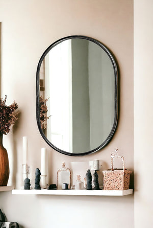 36" Black Oval Metal Framed Accent Mirror - Montana Home & Kitchen Co.