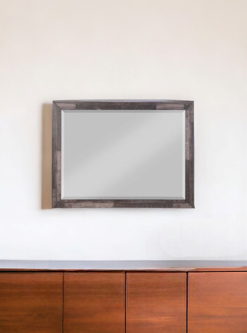 36" Dark Cherry Rectangle Dresser Mirror Mounts To Dresser With Frame - Montana Home & Kitchen Co.