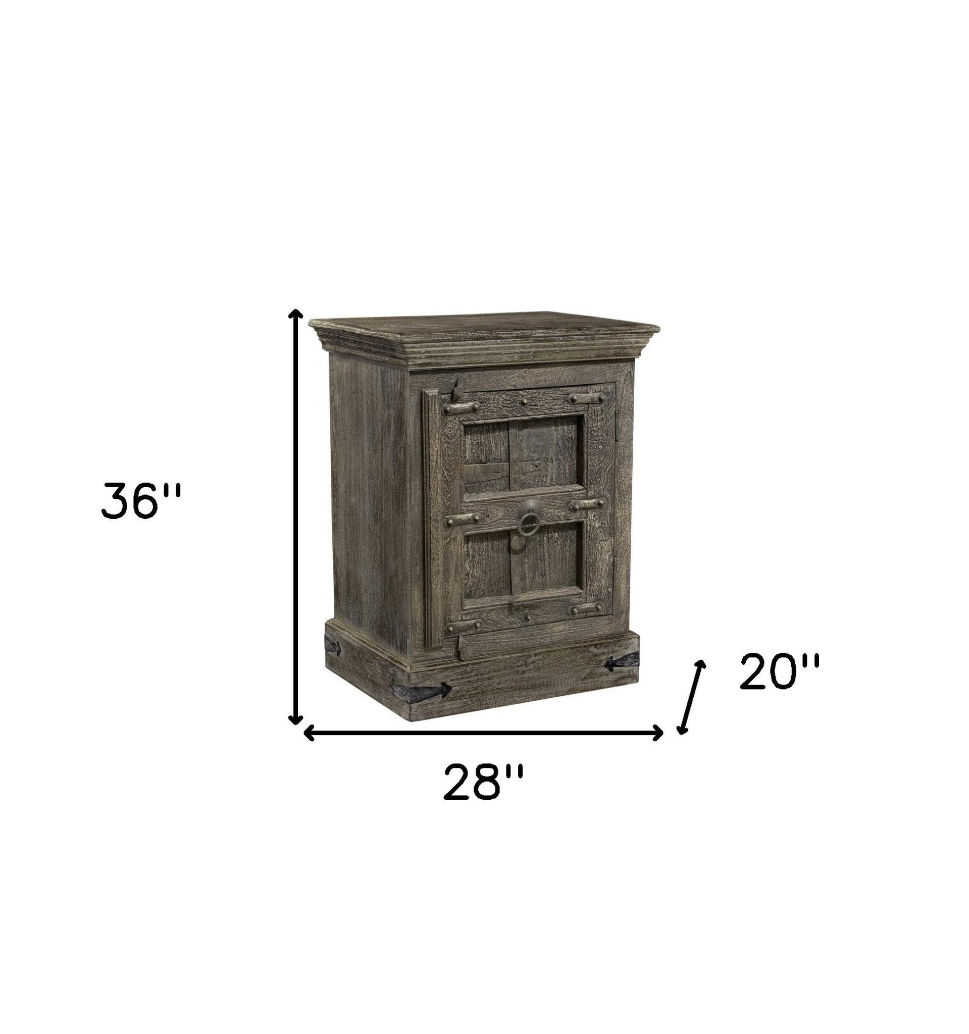 36" Distressed Brown Solid Wood Nightstand - Montana Home & Kitchen Co.