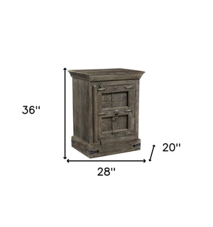 36" Distressed Brown Solid Wood Nightstand - Montana Home & Kitchen Co.