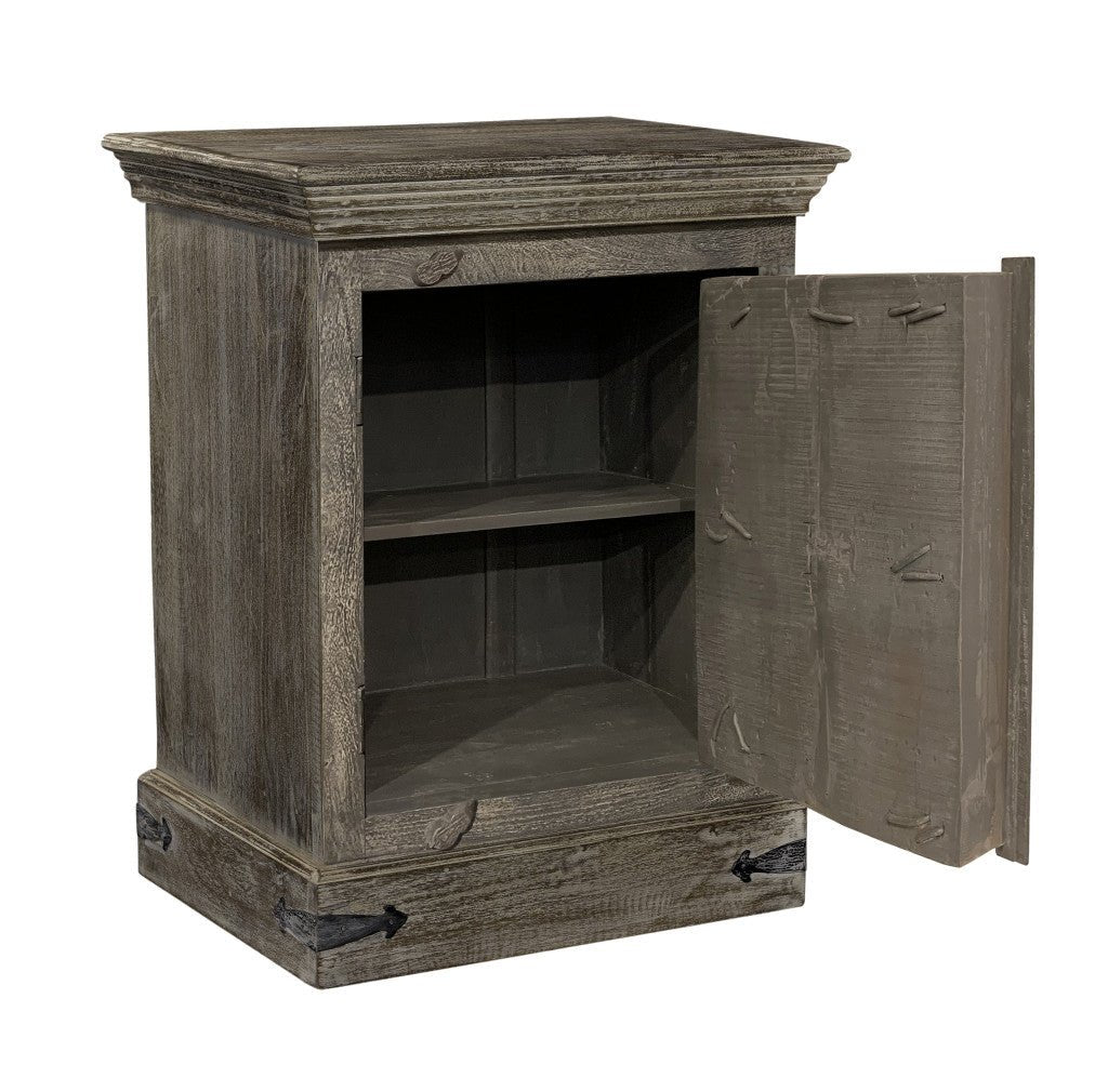 36" Distressed Brown Solid Wood Nightstand - Montana Home & Kitchen Co.