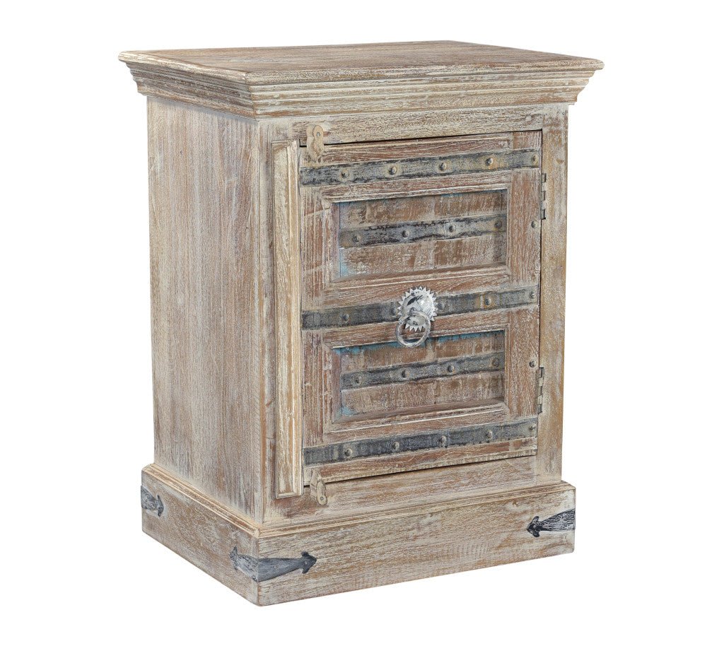 36" Distressed White Solid Wood Nightstand - Montana Home & Kitchen Co.