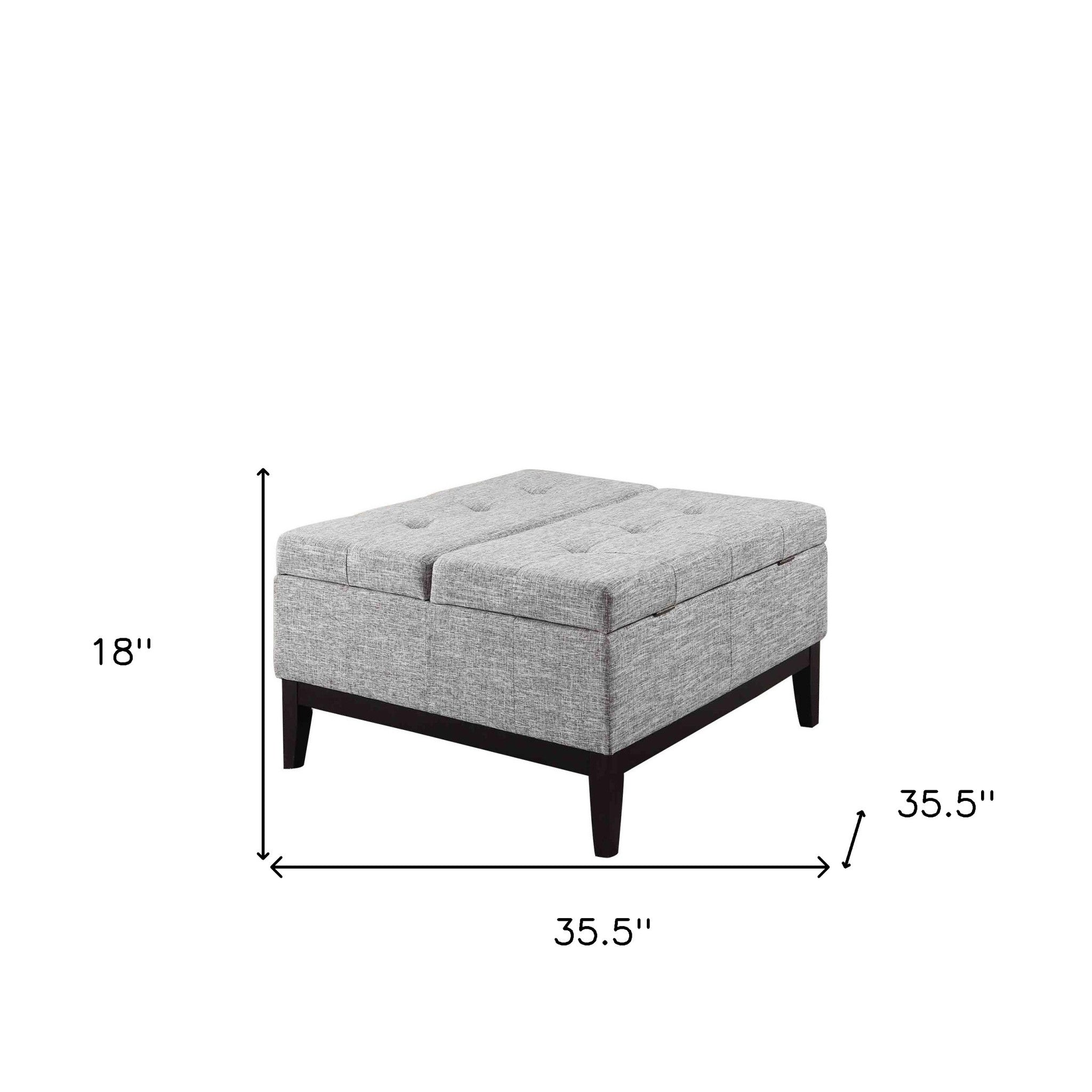 36" Light Gray Linen And Black Tufted Storage - Montana Home & Kitchen Co.