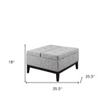 36" Light Gray Linen And Black Tufted Storage - Montana Home & Kitchen Co.