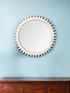 36" White Abstract Framed Accent Mirror - Montana Home & Kitchen Co.