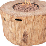 37" Brown Faux Wood Stump Propane Round Fire pit With Cover - Montana Home & Kitchen Co.