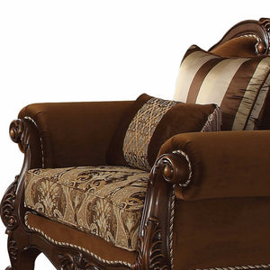 37" Brown Velvet Damask Club Chair - Montana Home & Kitchen Co.