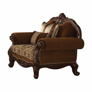 37" Brown Velvet Damask Club Chair - Montana Home & Kitchen Co.