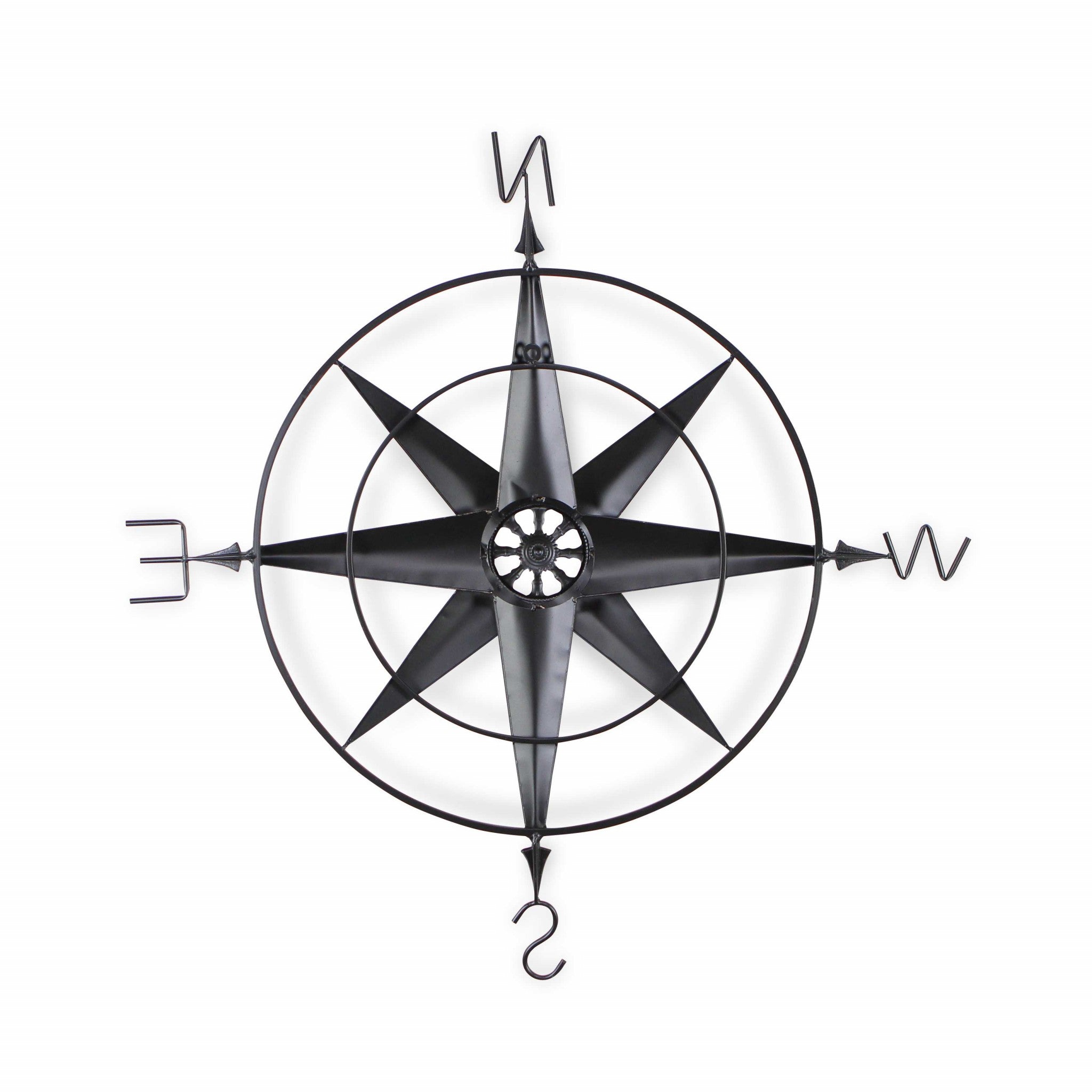 39" Black Rustic Compass Metal Wall Decor - Montana Home & Kitchen Co.