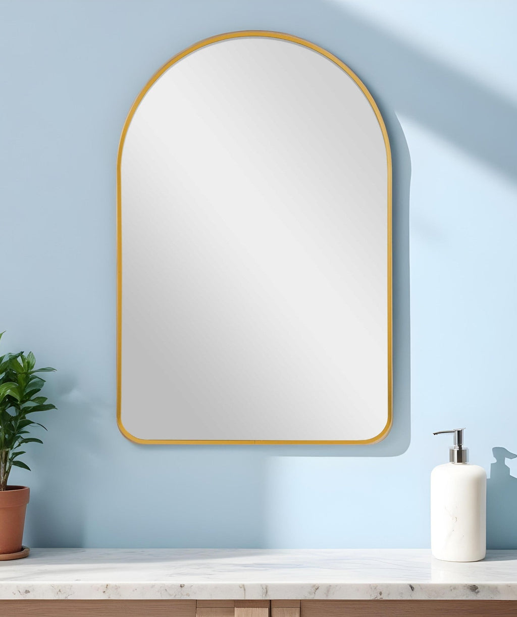 39" Gold Arch Metal Framed Bathroom Vanity Mirror - Montana Home & Kitchen Co.