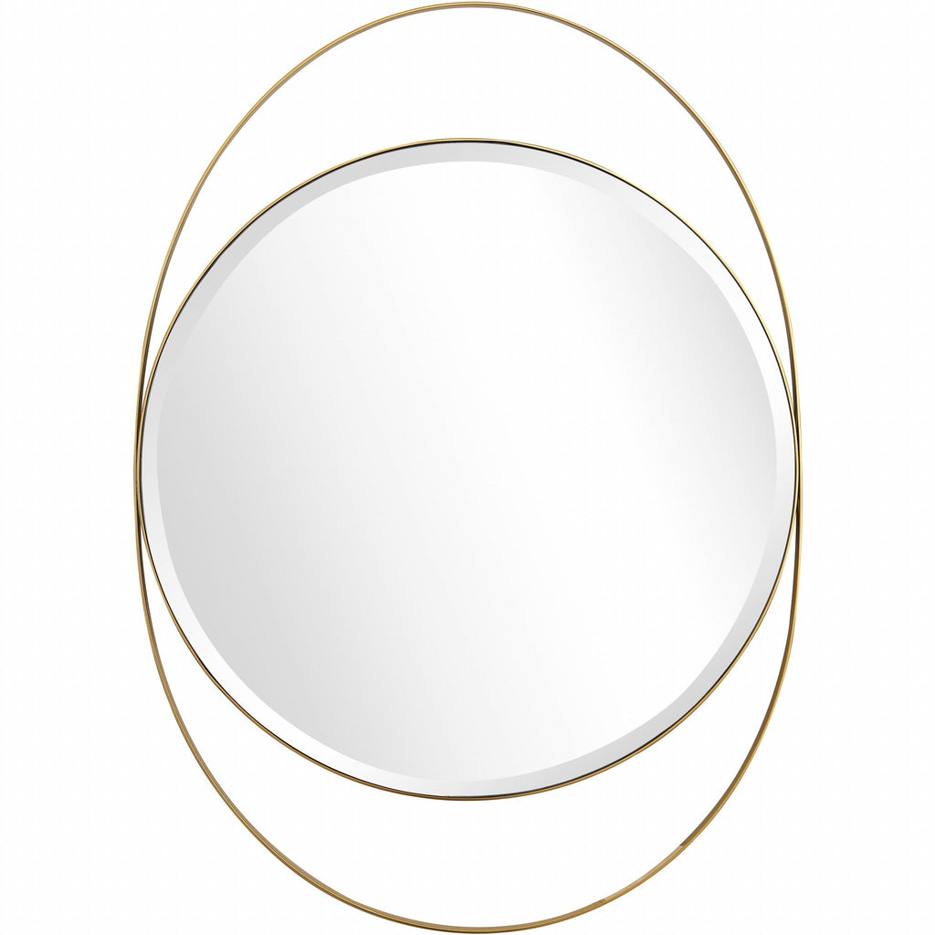 39" Gold Oval Metal Framed Accent Mirror - Montana Home & Kitchen Co.