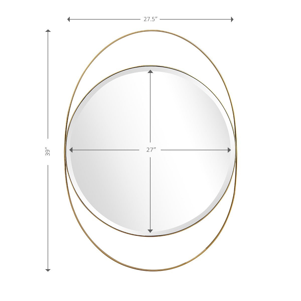 39" Gold Oval Metal Framed Accent Mirror - Montana Home & Kitchen Co.