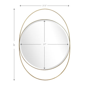 39" Gold Oval Metal Framed Accent Mirror - Montana Home & Kitchen Co.