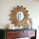 39" Gold Sunburst Glass Framed Accent Mirror - Montana Home & Kitchen Co.