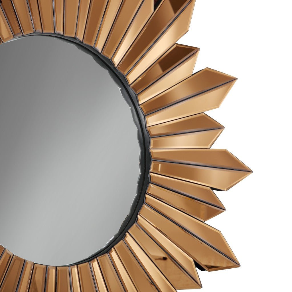 39" Gold Sunburst Glass Framed Accent Mirror - Montana Home & Kitchen Co.