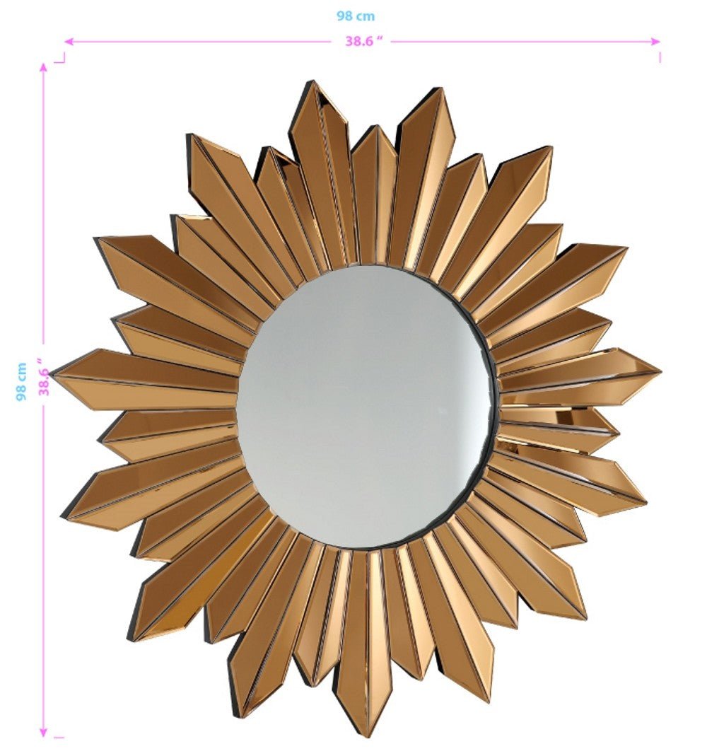 39" Gold Sunburst Glass Framed Accent Mirror - Montana Home & Kitchen Co.