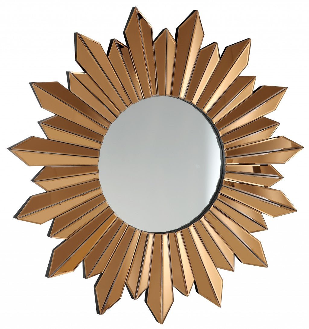 39" Gold Sunburst Glass Framed Accent Mirror - Montana Home & Kitchen Co.