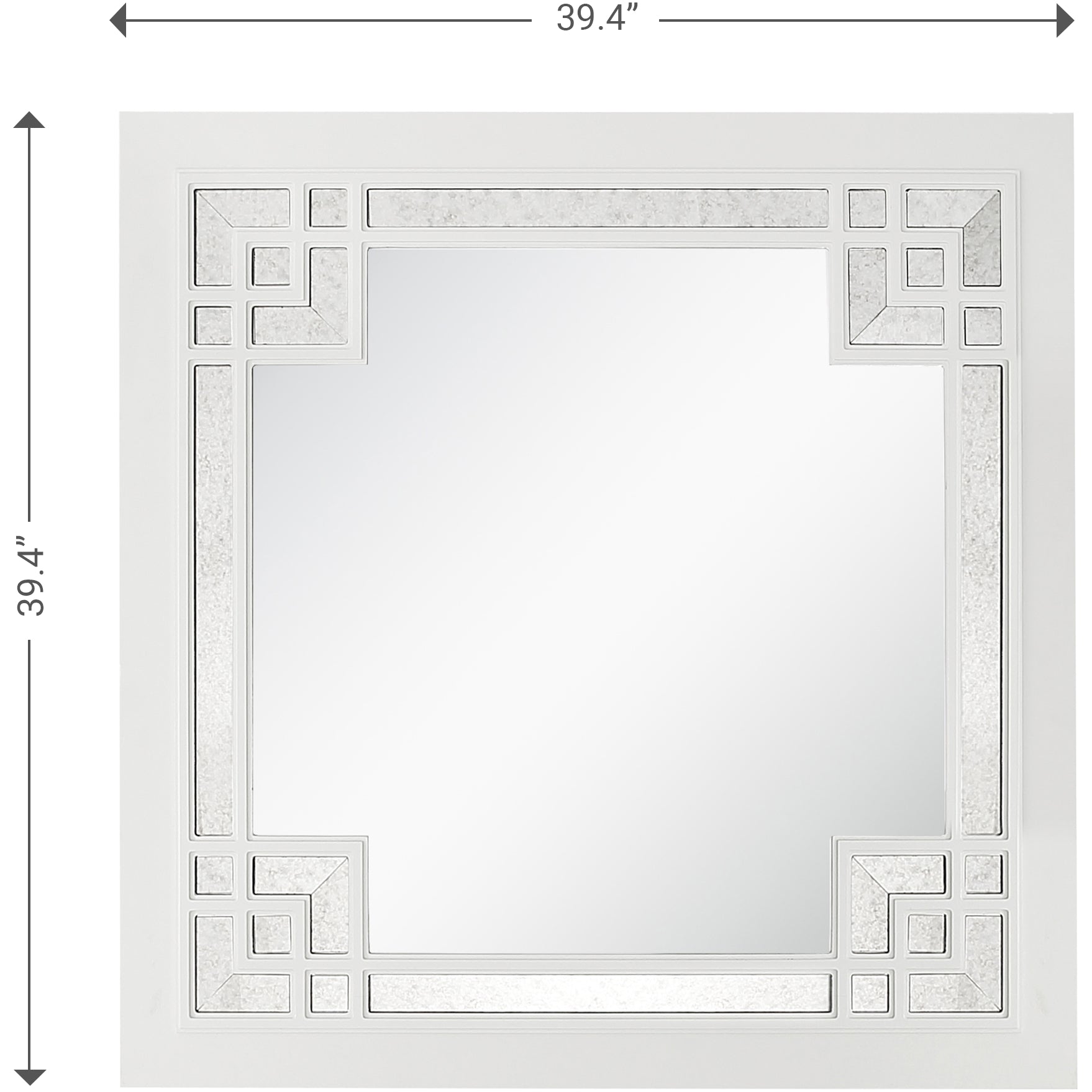 39" White Square Accent Wood Mirror - Montana Home & Kitchen Co.