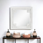 39" White Square Accent Wood Mirror - Montana Home & Kitchen Co.