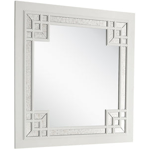 39" White Square Accent Wood Mirror - Montana Home & Kitchen Co.