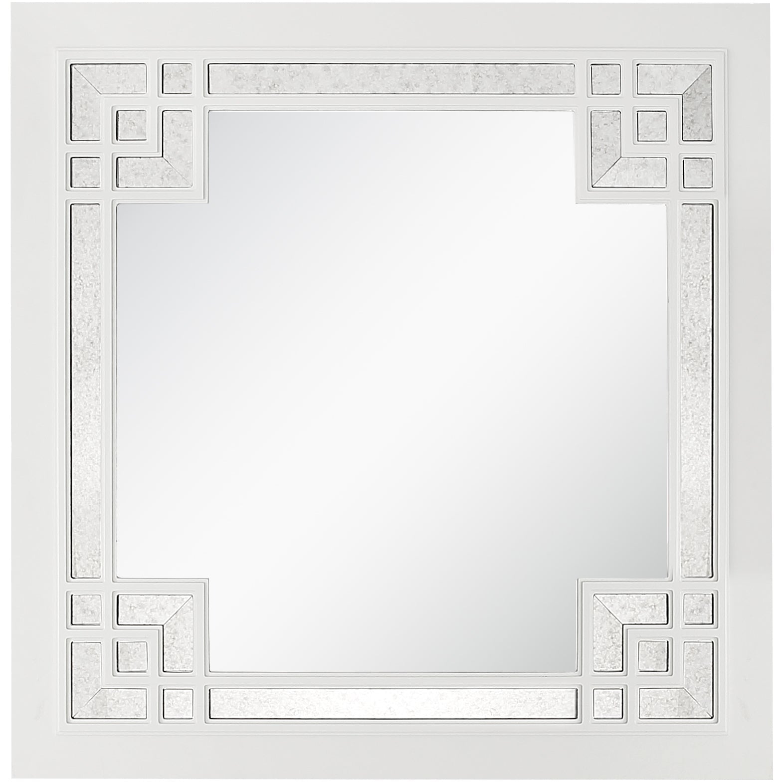 39" White Square Accent Wood Mirror - Montana Home & Kitchen Co.