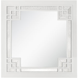 39" White Square Accent Wood Mirror - Montana Home & Kitchen Co.