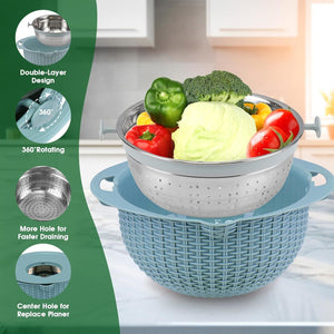 4 - 1 Colander with Mixing Bowl Set - Fruit Washing Bowls - Montana Home & Kitchen Co.