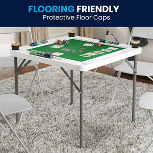 4 - Player Square Folding Card Game Poker Table w/ Green Felt Top and Cup Holders - Montana Home & Kitchen Co.