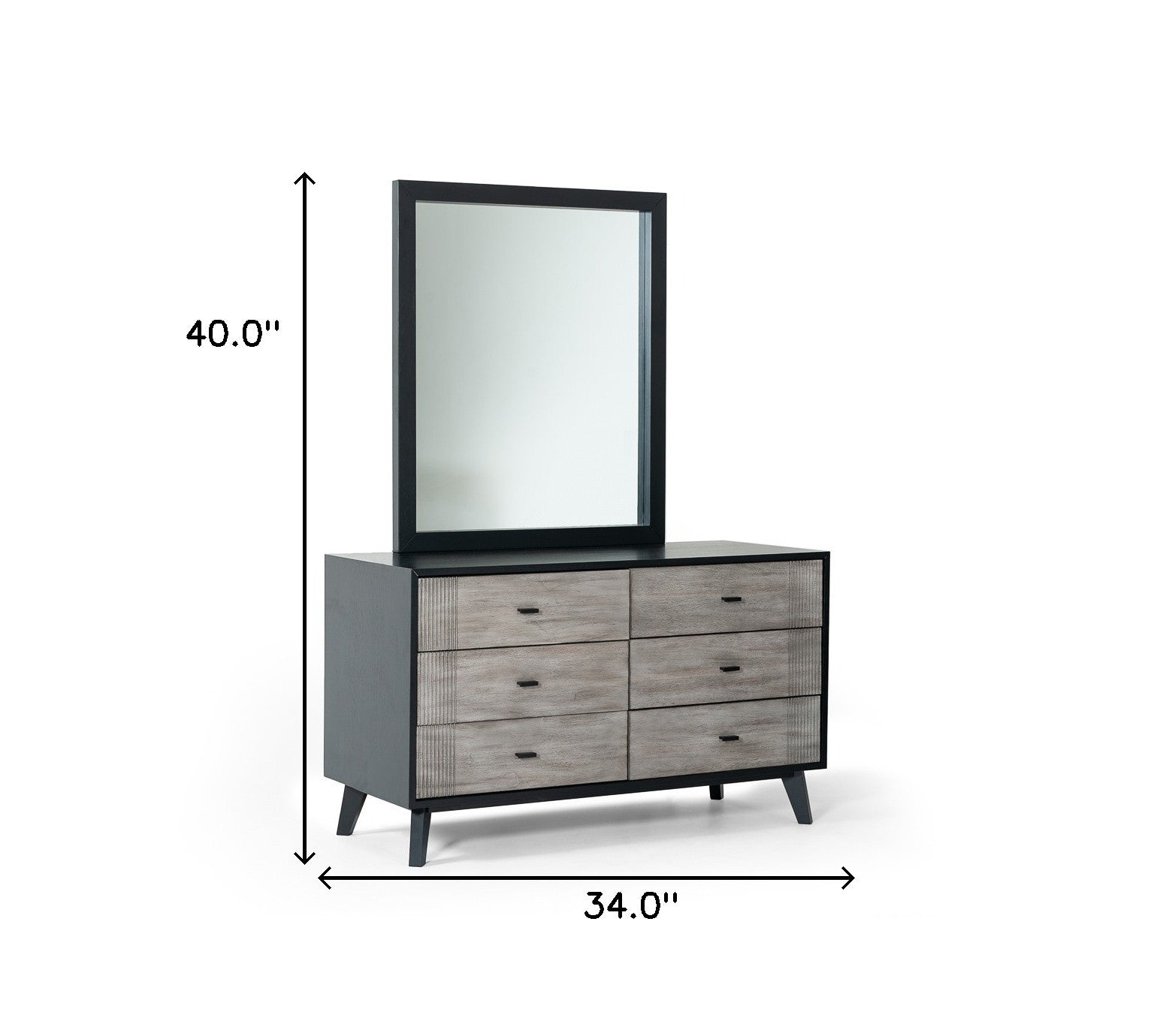 40" Black Ash Veneer Rectangle Wall Mounted Dresser Mirror Engineered Wood Framed - Montana Home & Kitchen Co.