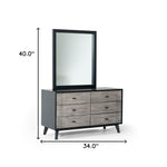 40" Black Ash Veneer Rectangle Wall Mounted Dresser Mirror Engineered Wood Framed - Montana Home & Kitchen Co.