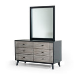 40" Black Ash Veneer Rectangle Wall Mounted Dresser Mirror Engineered Wood Framed - Montana Home & Kitchen Co.