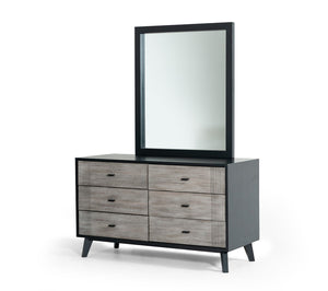 40" Black Ash Veneer Rectangle Wall Mounted Dresser Mirror Engineered Wood Framed - Montana Home & Kitchen Co.